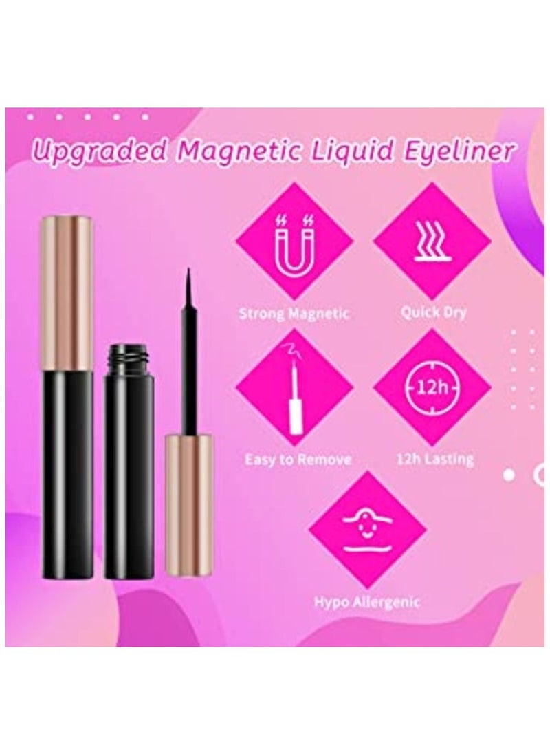 MIRFA - Upgraded Magnetic Eyelashes Kit Magnetic Lashes with Eyeliner Set 3D Reusable No Glue False Lashes Set with Tweezers  3 Pairs 3D 5 to 15mm - Image 1