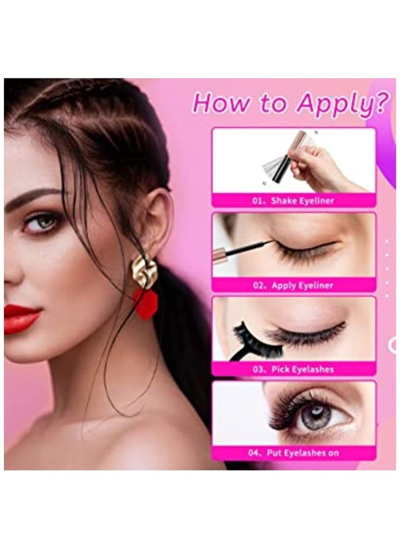 MIRFA - Upgraded Magnetic Eyelashes Kit Magnetic Lashes with Eyeliner Set 3D Reusable No Glue False Lashes Set with Tweezers  3 Pairs 3D 5 to 15mm - Image 1