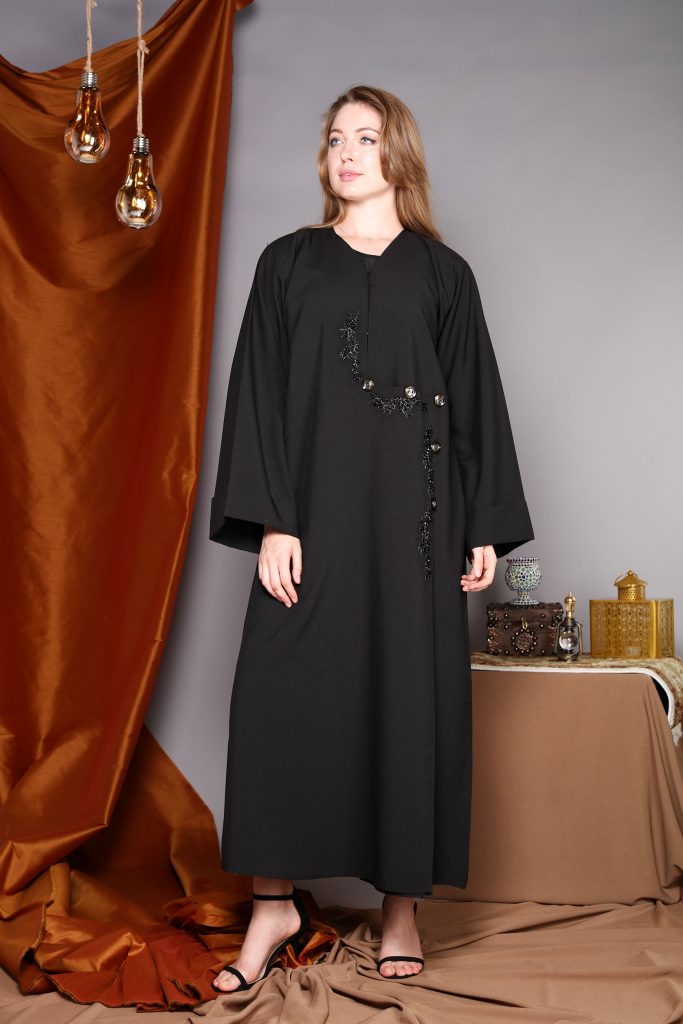 Moistreet Embroidered Button Detailed  Abaya - Image 1