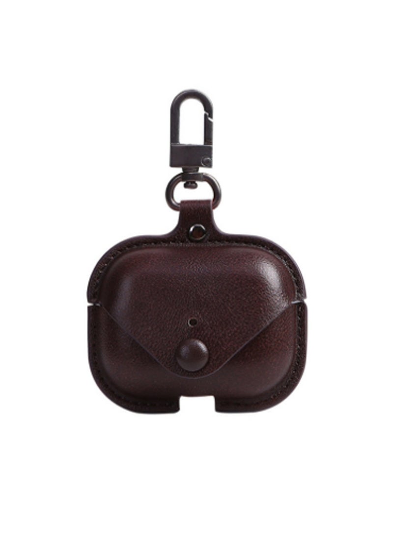 Brown Airpods Pro 2nd Generation Protective Cover Anti-Fall Leather Protective Cover, Protective Earphone Box Bluetooth Earphone Case - Image 1