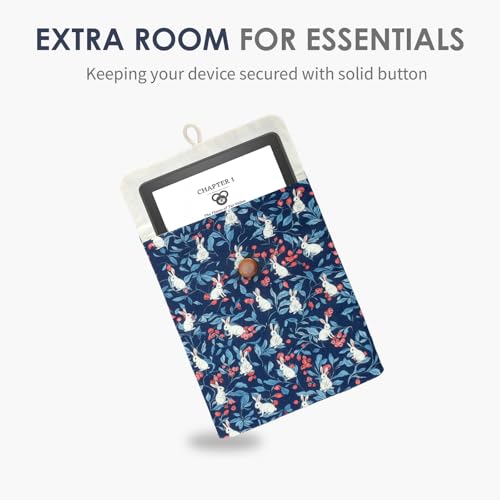 Clezolraa 6-7 inch Kindle Sleeve Pouch for 6.8"-7" Kindle Paperwhite 2024, 6" Kindle 2024/2022, Colorsoft, Oasis, Cotton-Padded Envelope Sleeve Case with Stylish Printed for Most E-Readers, Blue - Image 5