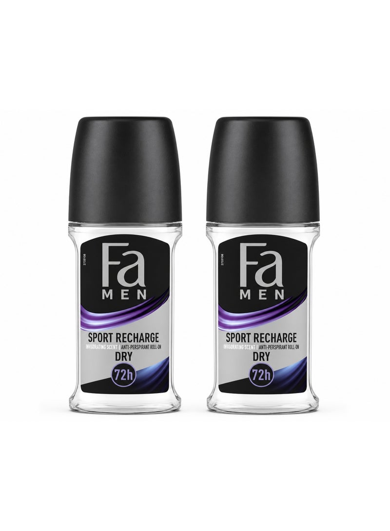 Fa Sport Recharge Deodorant Roll on for Men 50ml, Pack Of 2 - Image 1
