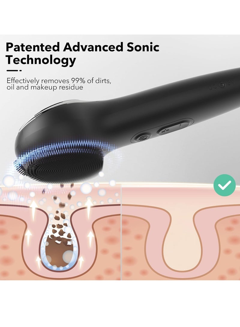 SYOSI Facial Cleansing Brush Face Scrubber Silicone Sonic Vibration Face Cleanser Brush Electric Exfoliating with Nose Scrub Men Women Waterproof Rechargeable Massager Deep Clean Skin Care Routine - Image 2
