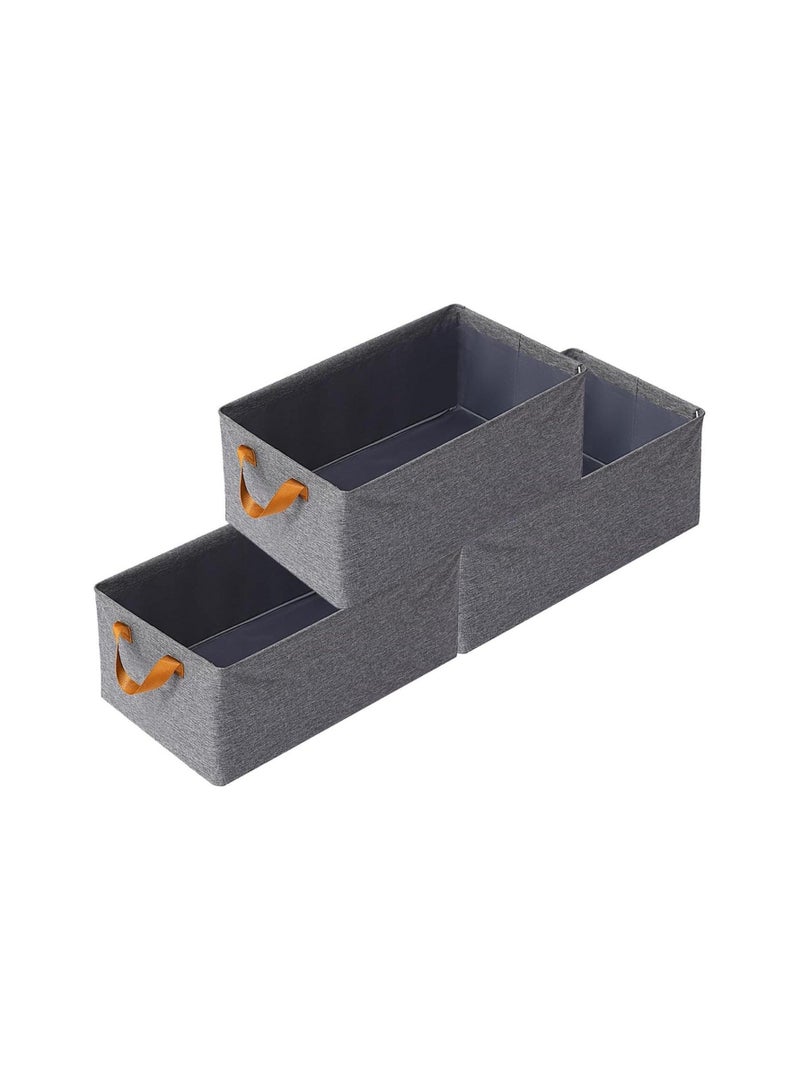 3 Pieces Modern Wardrobe Clothes Organizer Box - Wardrobe Clothes Organizer Box Clothes Storage Box Closet Organizer - Oxford Cloth for Jeans, Clothes, Jackets Storage Foldable Fabric Storage Box - Fabric Clothes Organizer for Wardrobe - Large Storage Box with Handles Dressing Room Organizer Box - Image 1