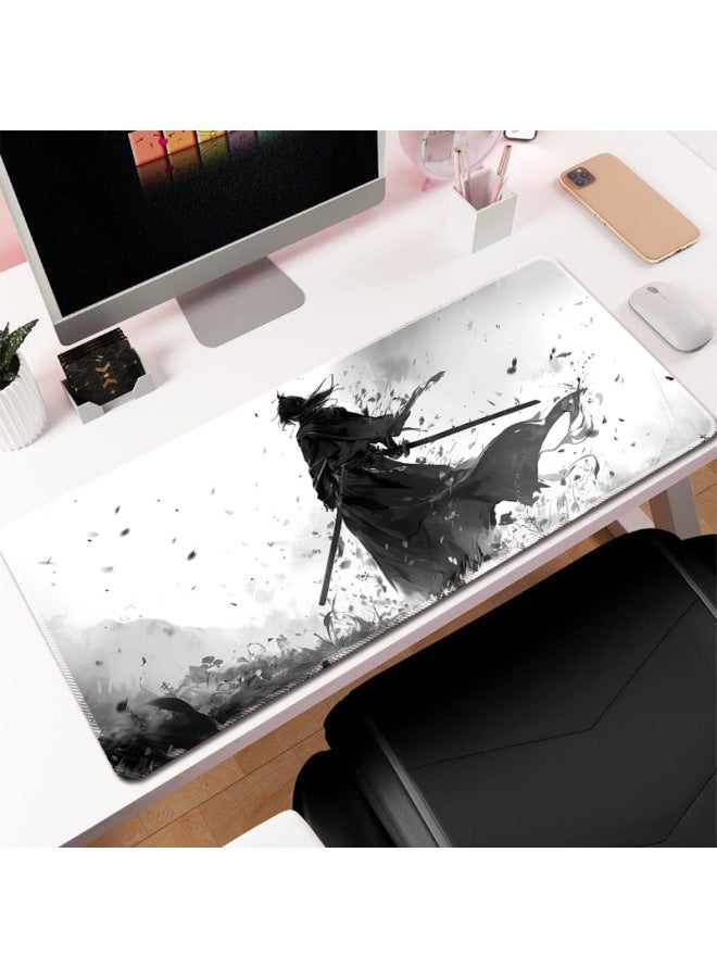 Ink Cherry Blossom Mouse Pad Large Office Desk Pad Dead Life Black And White Series Mouse Pad Rubber Non-slip-Color:400*900*3mm-Pattern:Style 10  - Image 1