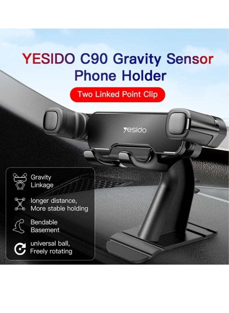 Yesido - C90 Car Gravity Mount Cell Phone Holder Vertical & Horizontal Gravity for iPhone 11/11Pro/11Pro Max/Xs X XR 6S 7 Plus 8 All Samsung Mobiles - Image 1