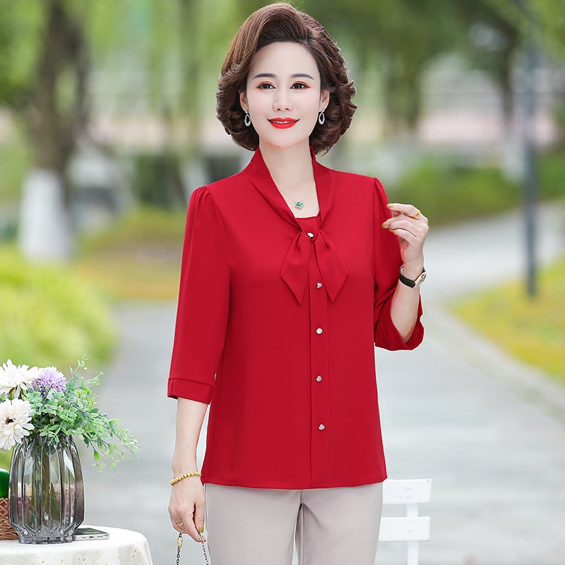 Fashionable Spring Summer Mothers Blouse Red  - Image 1