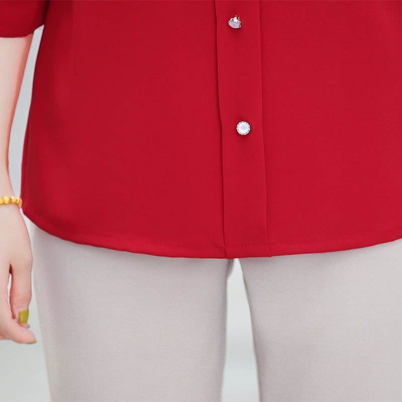 Fashionable Spring Summer Mothers Blouse Red  - Image 2