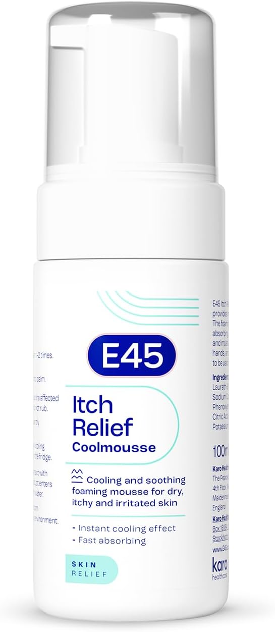 E45 Itch Relief Coolmousse 100ml Face and Body Foam for Dry Skin Itchy Skin and Irritated Skin Cooling Foam to Soothe Itchy Skin - Image 1