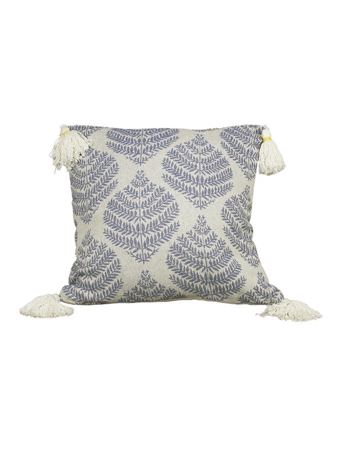 N & H Jute and Cotton Woven Square Shaped Cushion with Tassle 16 x 16 inches for Living Room Sofa (Birch Tile Pattern, Light Grey) - Image 4