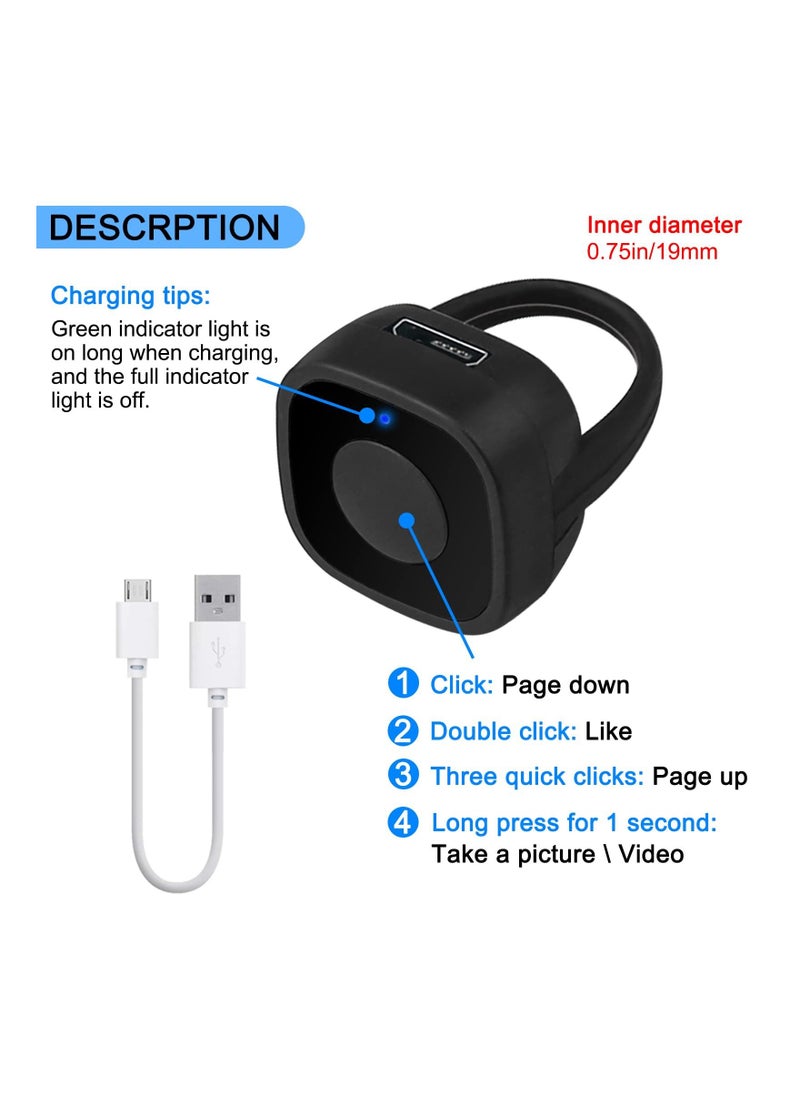 SYOSI - Bluetooth Control fit for Tiktok, Scroll Ring Page Turner Remote Wireless Clicker Camera Shutter Selfie Video Control Button fit for iPhone iPad Phone - Black, Bluetooth Control fit for Tiktok - Image 1