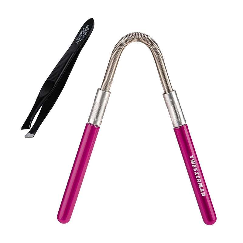 Tweezerman مزيل شعر الوجه بتصميم ناعم من تويزرمان مع ملقط مجاني، وردي - Image 1