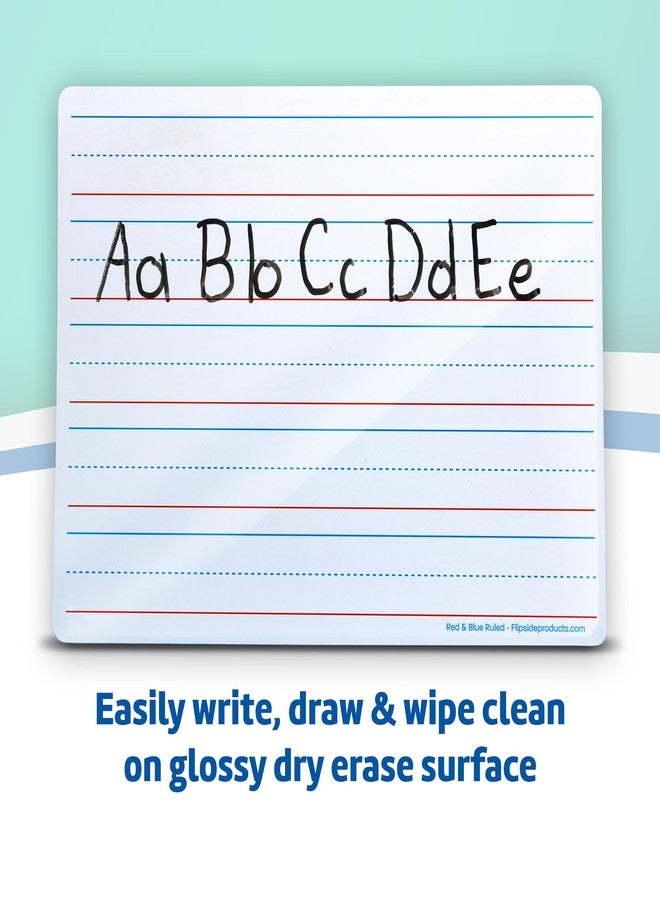 Flipside Products 9" x 12" Two-Sided Magnetic Red & Blue Ruled/Plain Dry Erase Learning Mat, Handwriting Practice, Education Learning, Lined, Economical - 12 Pack - Image 4