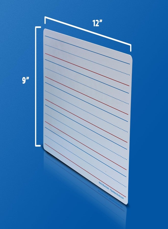 Flipside Products 9" x 12" Two-Sided Magnetic Red & Blue Ruled/Plain Dry Erase Learning Mat, Handwriting Practice, Education Learning, Lined, Economical - 12 Pack - Image 5