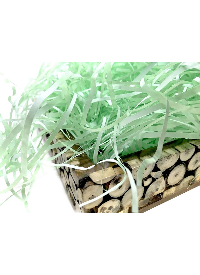 ECO SARRAS Eco Sarras thin shredded paper crinkle paper grass strips gift tray decoration gift hamper decorations gift box fillers wedding birthday valentines day gift 500 Grams Light Olive  - Image 3