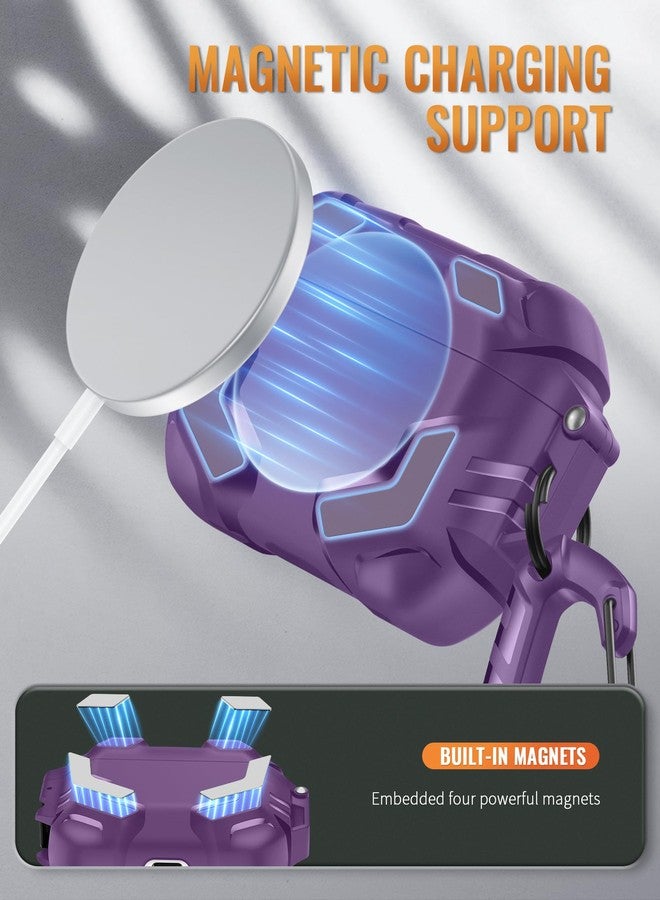 موبوسي غطاء حماية MOBOSI لسماعات AirPods Pro 3 مع طقم تنظيف وسلسلة مفاتيح، متوافق مع MagSafe، متوافق مع غطاء AirPods Pro من الجيل الثالث، غطاء صلب مقاوم للصدمات للرجال (2025)، بنفسجي - Image 3