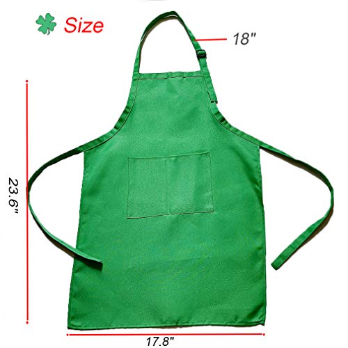multifuns 2 Sets Green&Red Kids Apron and Chef Hat Set-Childrens Kids Apron for Girls Boys Cooking Painting Baking Wear 5-12 Ages. - Image 3