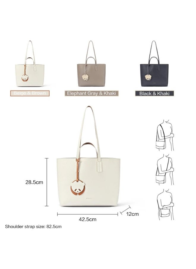 Bostanten BOSTANTEN Bianna Women's Tote & Sling Bag – Off-White with Brown – Stylish Shoulder Bag  - Image 2