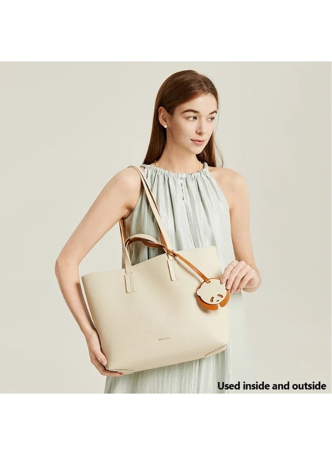 Bostanten BOSTANTEN Bianna Women's Tote & Sling Bag – Off-White with Brown – Stylish Shoulder Bag  - Image 4