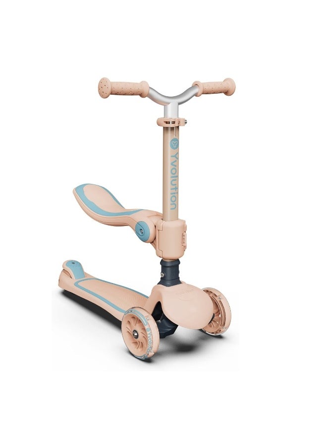 Yvolution Yvolution Yglider 2-In-1 Adjustable 3-Wheel Scooter (Peach/Blue)  - Image 1