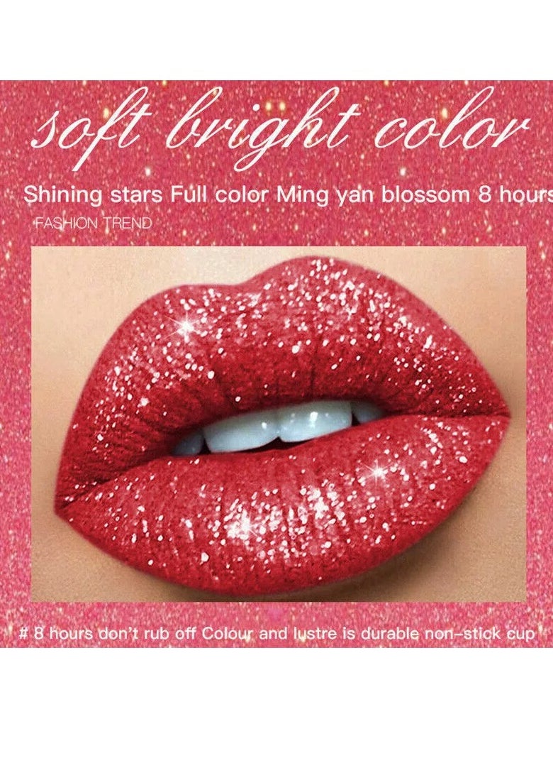 pudaier - Diamond Glitter Shiny Matte Lipstick Glitter Liquid Lip Gloss Sparkling High Pigment Waterproof Long Lasting Lipstick Bold Shimmer Lip Glaze Lip Waterproof Lip Liner and Lipstick 15 - Image 1