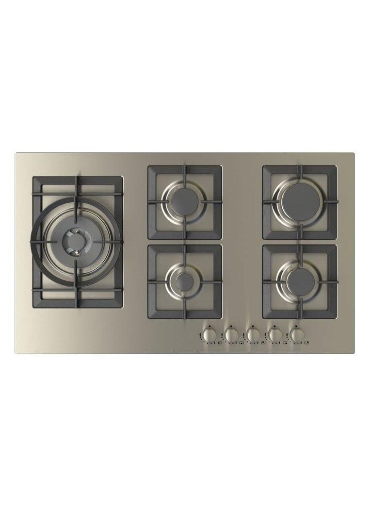 kitchen Line Built-in Stove 5 Gas Burners Heavy 90 cm Italian Steel | JW5020  - Image 2