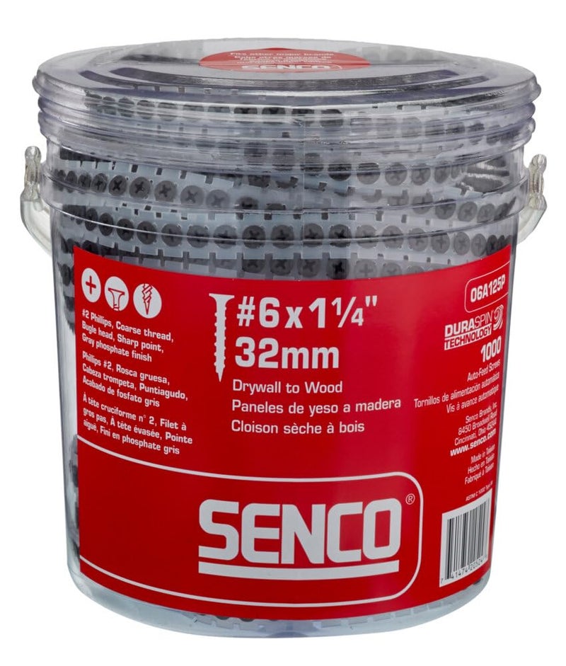 Senco 06A125P DuraSpin Number 6 by 1-1/4-Inch Drywall to Wood Collated Screw (1,000 per Box) - Image 1