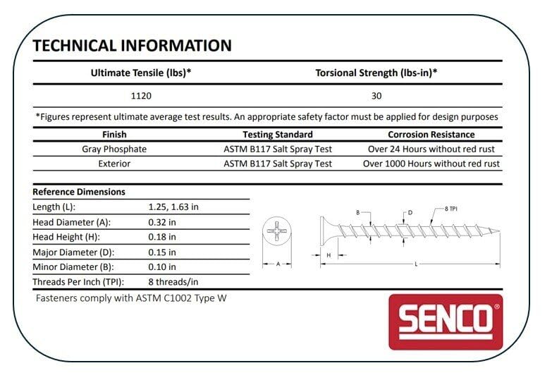 Senco 06A125P DuraSpin Number 6 by 1-1/4-Inch Drywall to Wood Collated Screw (1,000 per Box) - Image 4