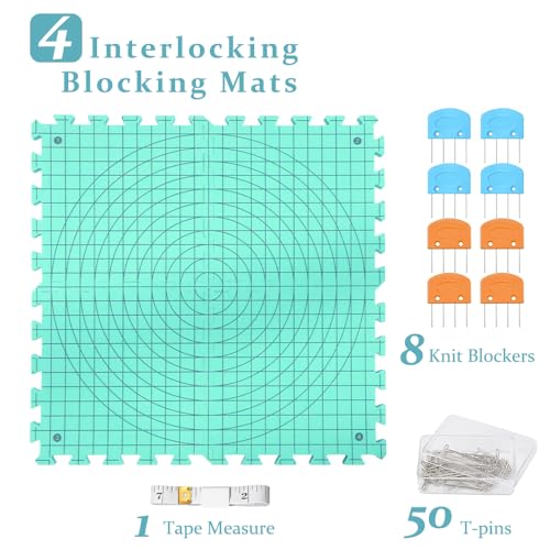 Yarniss Blocking Mats for Knitting Crochet Project Extra Thick Knitting Blocking Mat with Grid LinesKnitting Mats with TPinsBlue - Image 3