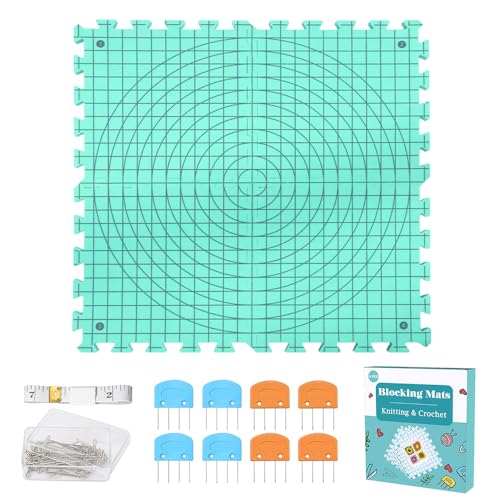 Yarniss Blocking Mats for Knitting Crochet Project Extra Thick Knitting Blocking Mat with Grid LinesKnitting Mats with TPinsBlue - Image 1