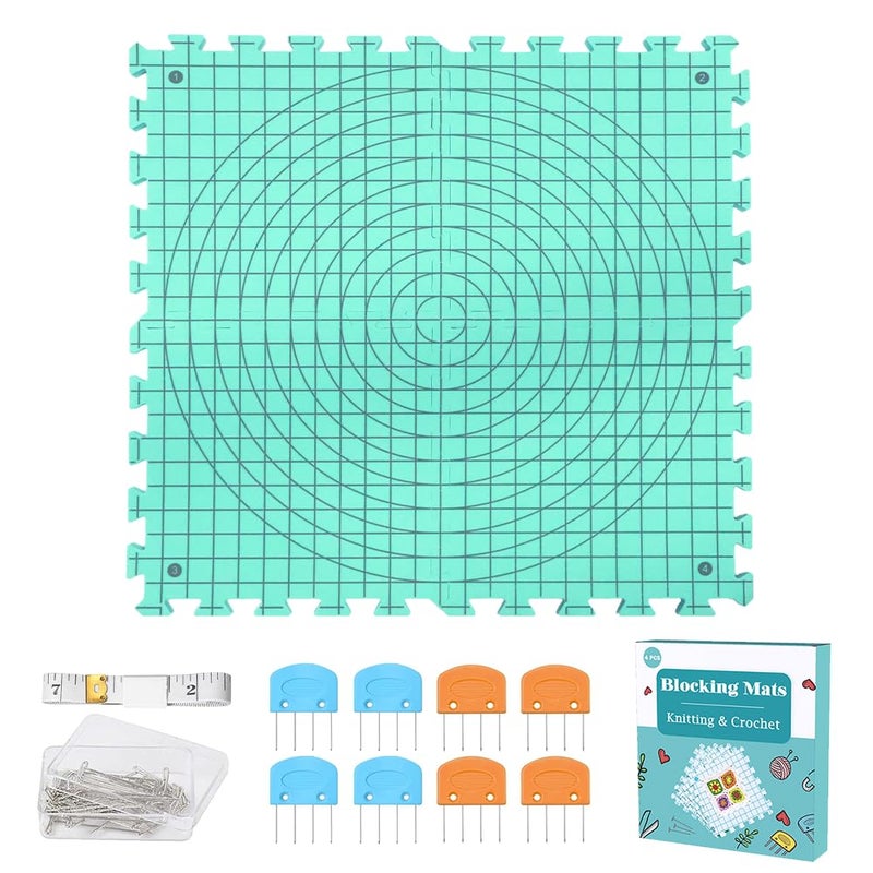 Yarniss Blocking Mats for Knitting Crochet Project Extra Thick Knitting Blocking Mat with Grid LinesKnitting Mats with TPinsBlue - Image 2