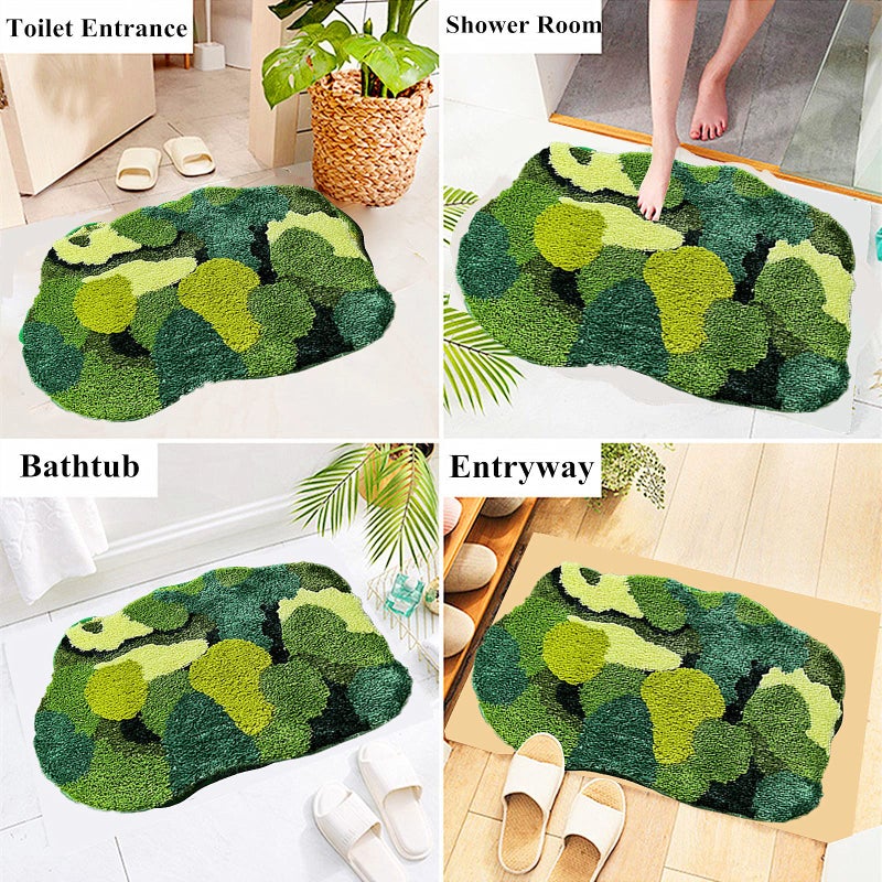 UKELER العشب الأخضر الطحلب حصيرة الحمام لطيف الطحلب سجادة المطبخ غير قسيمة أشعث الأطفال ديكور المنزل المنزل دخول الباب 31.5'x23.6 '' ' - Image 2