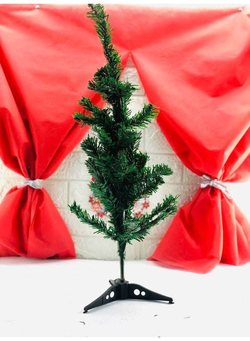Christmas tree, green tree with a soft metal pole for movement and a plastic seat. Size: 50 cm. - Image 1