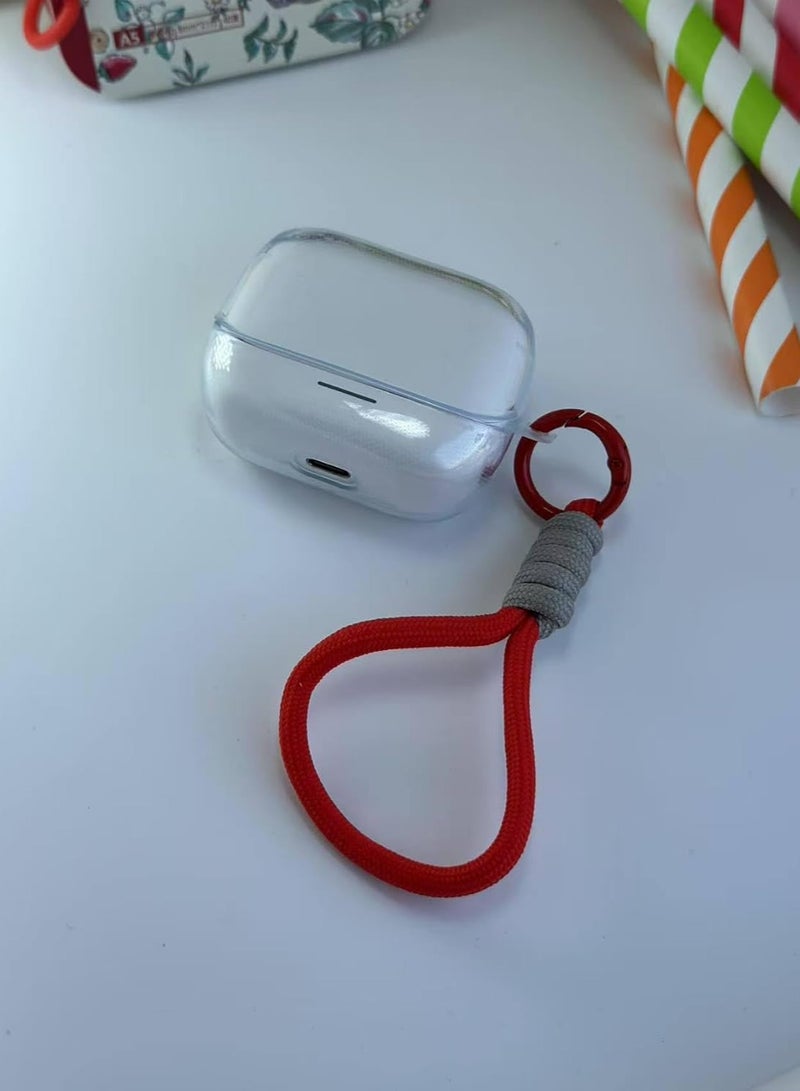 Clear Silicone Case for Soundcore Anker K20i Case With Rope,Cover, Protective Skin Compitable with k20i Wireless Headphones Headset (Clear with Rope) (EARBUDS NOT INCLUDED) (Red Grey) - Image 1