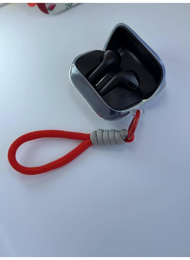 Clear Silicone Case for Soundcore Anker K20i Case With Rope,Cover, Protective Skin Compitable with k20i Wireless Headphones Headset (Clear with Rope) (EARBUDS NOT INCLUDED) (Red Grey) - Image 3