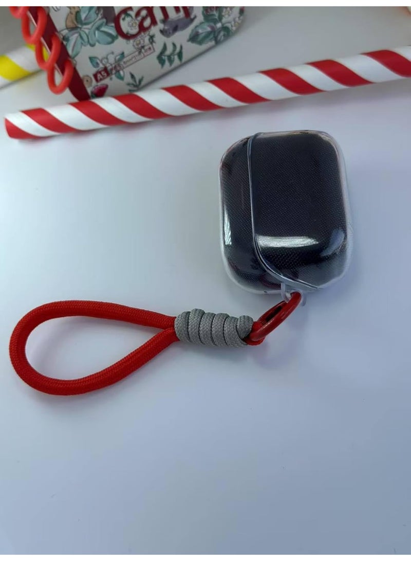 Clear Silicone Case for Soundcore Anker K20i Case With Rope,Cover, Protective Skin Compitable with k20i Wireless Headphones Headset (Clear with Rope) (EARBUDS NOT INCLUDED) (Red Grey) - Image 4