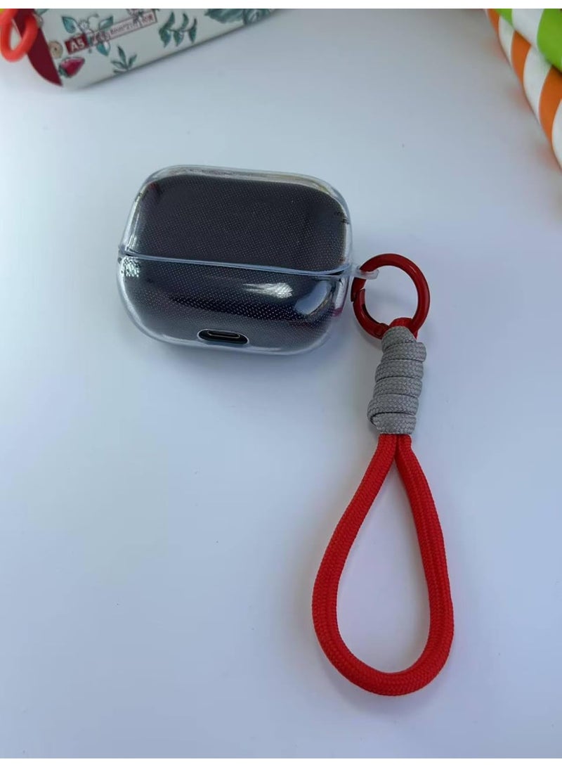 Clear Silicone Case for Soundcore Anker K20i Case With Rope,Cover, Protective Skin Compitable with k20i Wireless Headphones Headset (Clear with Rope) (EARBUDS NOT INCLUDED) (Red Grey) - Image 5