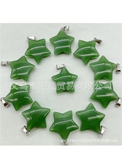 Generic Natural Stone Crystal Agate Pendant Necklace Star Green (glass) 