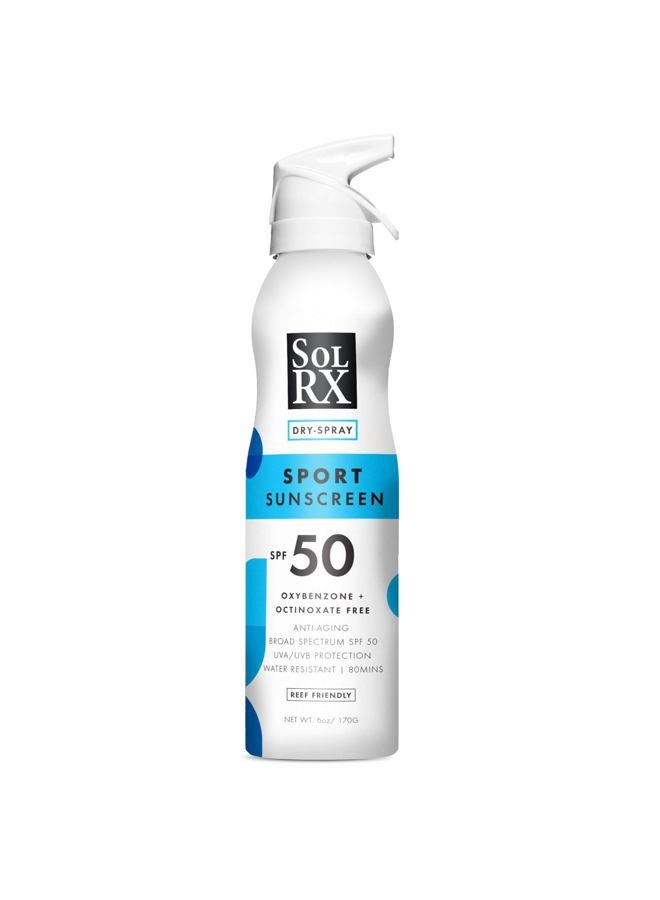solrx SPORT SPRAY SPF 50 Sunscreen Spray SPF50, Reef Friendly, Broad Spectrum Sunscreen for Face and Body, Oxybenzone Free - Image 1