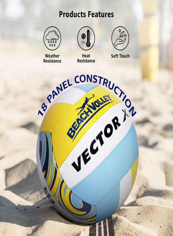 فيكتور أكس كرة طائرة شاطئية Vector X + دبابيس هوائية حرة | 18 لوحة | مصنوعة من مادة البولي يوريثان + ملمس ناعم وقبضة رائعة | كرة متينة ومقاومة للماء للتدريب والمباريات في الأماكن المغلقة والمفتوحة | مناسبة للشاطئ، وحمام السباحة، والرمل، واللعب المنزلي، مقاس 4 (أصفر سماوي) - Image 4