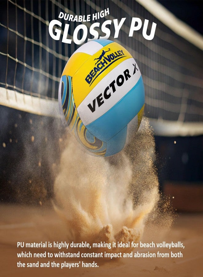 فيكتور أكس كرة طائرة شاطئية Vector X + دبابيس هوائية حرة | 18 لوحة | مصنوعة من مادة البولي يوريثان + ملمس ناعم وقبضة رائعة | كرة متينة ومقاومة للماء للتدريب والمباريات في الأماكن المغلقة والمفتوحة | مناسبة للشاطئ، وحمام السباحة، والرمل، واللعب المنزلي، مقاس 4 (أصفر سماوي) - Image 5
