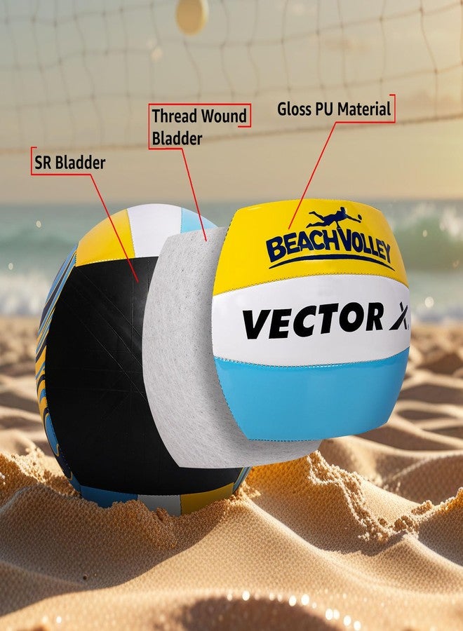 فيكتور أكس كرة طائرة شاطئية Vector X + دبابيس هوائية حرة | 18 لوحة | مصنوعة من مادة البولي يوريثان + ملمس ناعم وقبضة رائعة | كرة متينة ومقاومة للماء للتدريب والمباريات في الأماكن المغلقة والمفتوحة | مناسبة للشاطئ، وحمام السباحة، والرمل، واللعب المنزلي، مقاس 4 (أصفر سماوي) - Image 3
