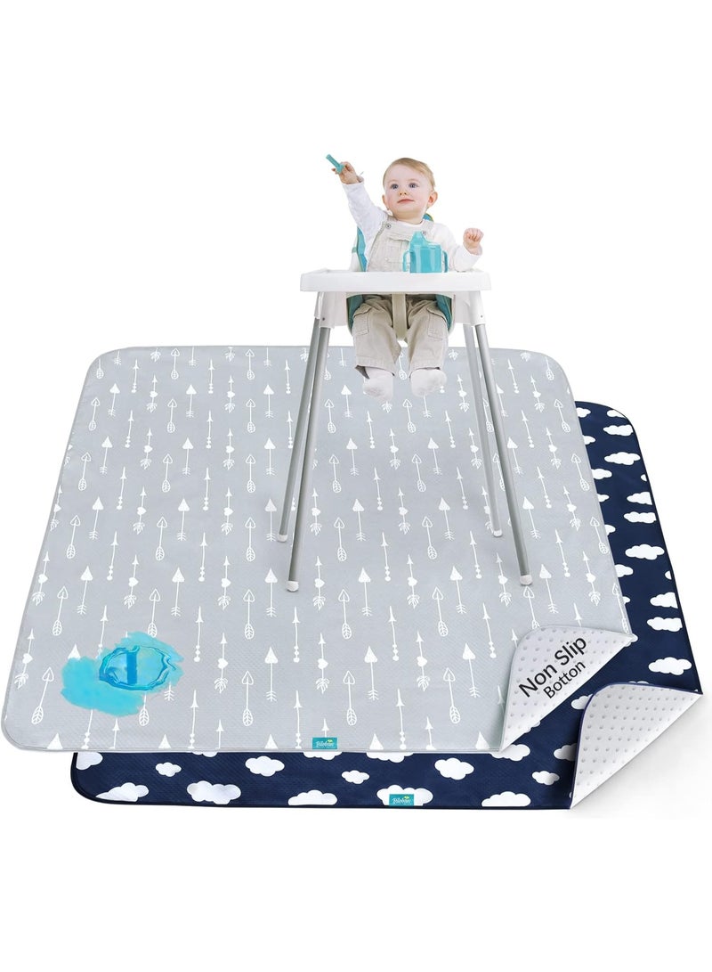 Biloban Splat Mat 2 Pack for Under High Chair & Arts & Crafts & Eating Mess, Waterproof Baby Playtime Anti-Slip Mat for Floor or Table, Reusable & Portable Splash Mat 42” ×46” Cloud & Arrow - Image 1