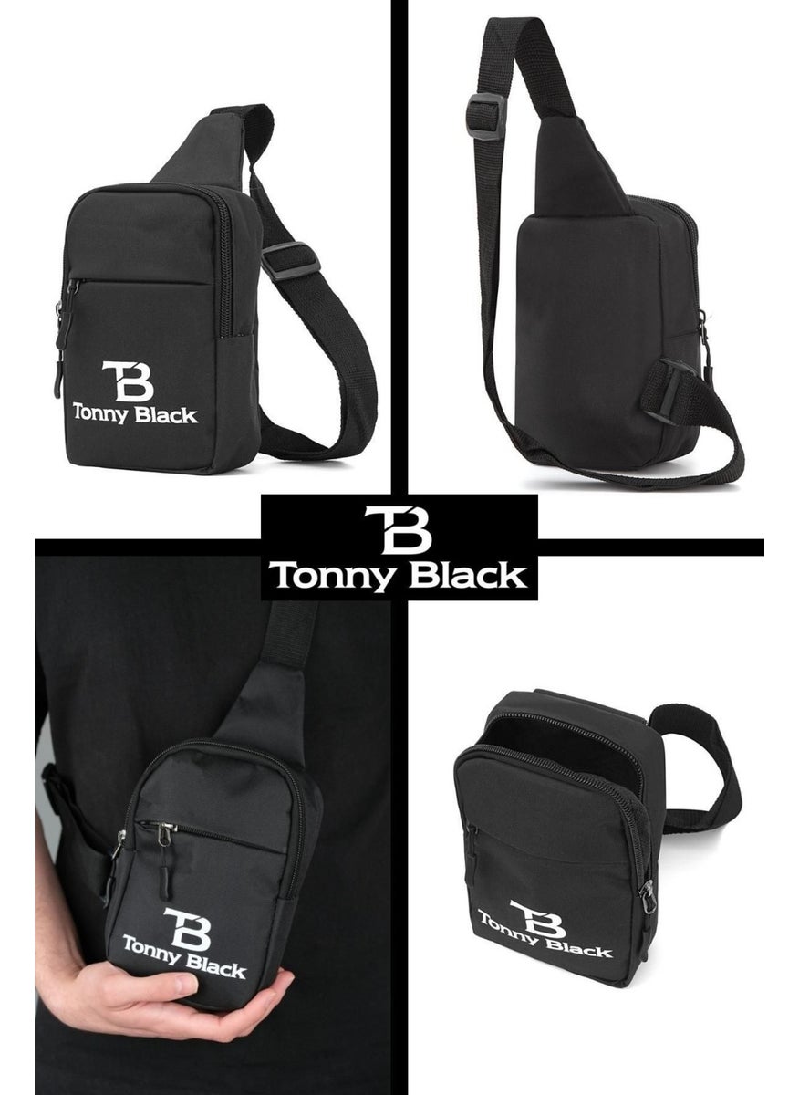tonny black - حقيبة الجسم الرياضية اليومية غير المحددة المضادة للماء بحزام قابل للتعديل حقيبة مزدوجة القسم بطانة - Image 1