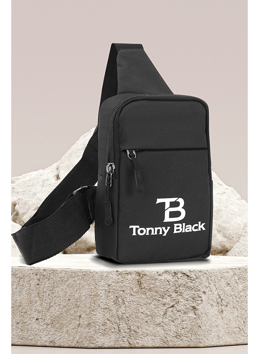 tonny black - حقيبة الجسم الرياضية اليومية غير المحددة المضادة للماء بحزام قابل للتعديل حقيبة مزدوجة القسم بطانة - Image 1