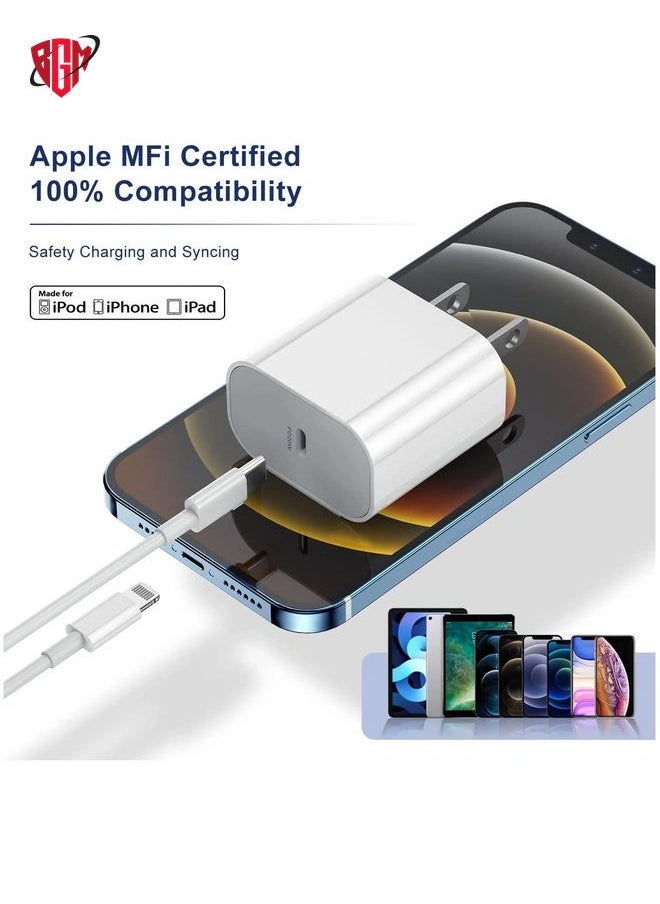 BGM - 20W Wall Charger Plug Block with USB C to Lightning Cable Cord 3M, iPhone 14 Charging Block Power Adapter Cube for iPhone 14 Pro Max/13 Pro/12 Mini/11,iPad - Image 1