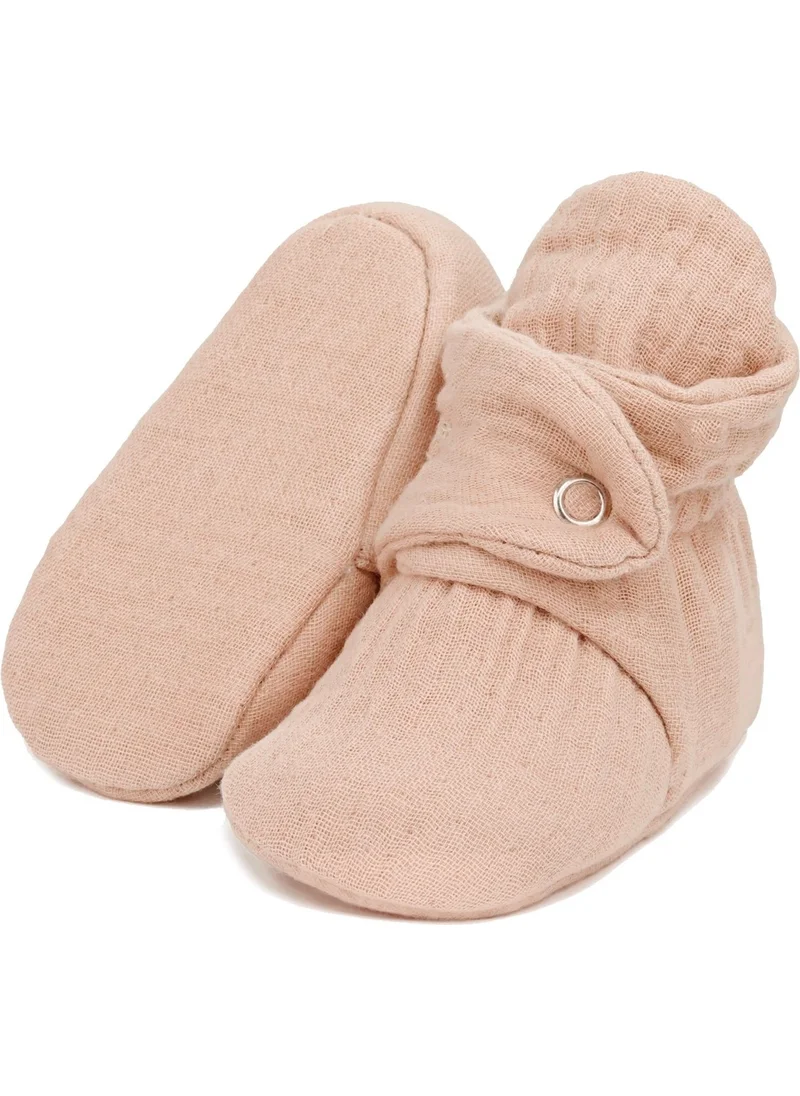 Ella Bonna Muslin Baby Booties, Organic Cotton, Newborn Slippers, Beige