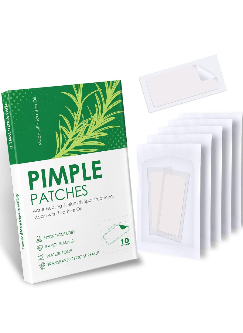 NiHealth NiHealth Large Tea Tree Oil Acne Pimple Patch Absorbing Hydrocolloid Spot Transparent Matte Blemish Cover for Face Body Skin 25mm60mm 10 Counts 