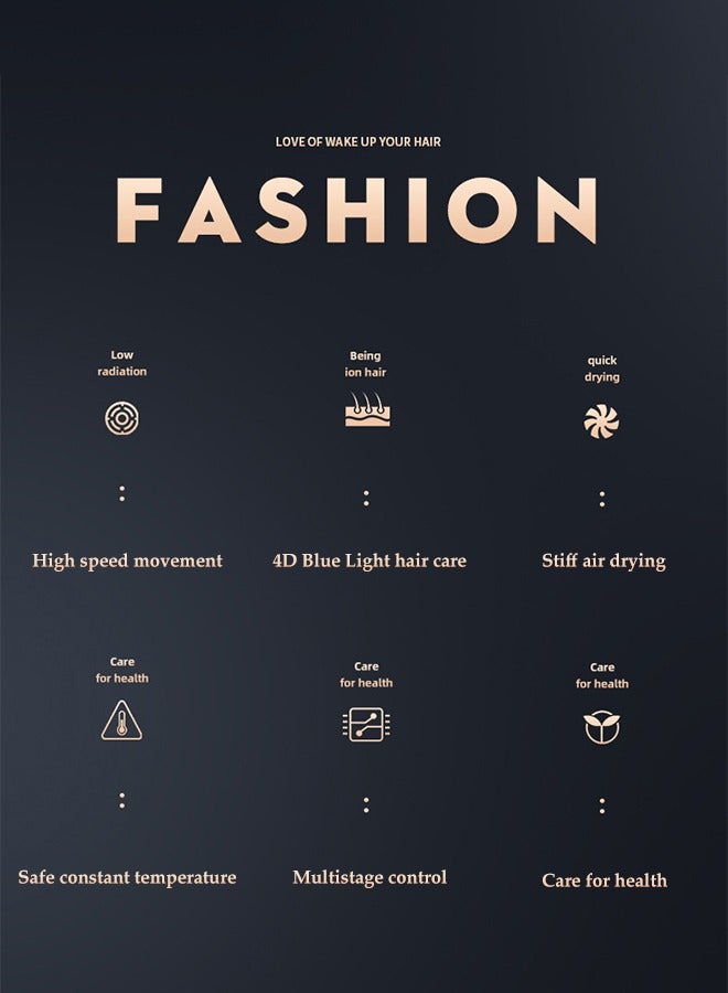 DUNISO Hair Dryer, Quick Drying Salon Hair Dryer, Portable Blue Light Hair Dryer, Adjustable Wind Speed And Temperature，Overheating Protection, With Air Collection Nozzle, Suitable For Dormitory, Bathroom, Household，800W - Image 2