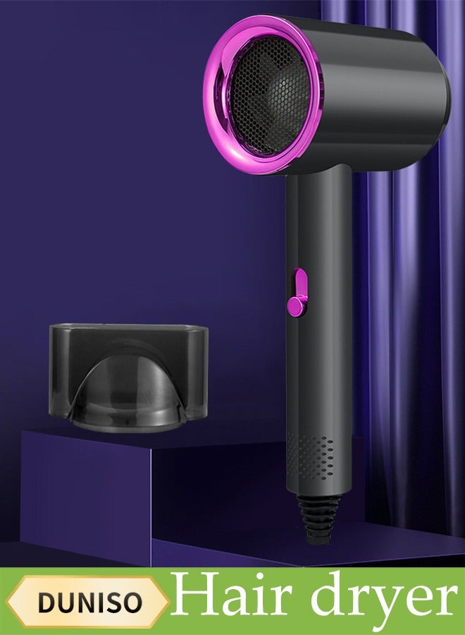 DUNISO Hair Dryer, Quick Drying Salon Hair Dryer, Portable Blue Light Hair Dryer, Adjustable Wind Speed And Temperature，Overheating Protection, With Air Collection Nozzle, Suitable For Dormitory, Bathroom, Household，800W - Image 1